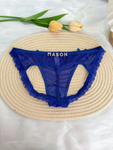 Custom Rhinestone Letter Name Underpants Sexy Mesh Panties Low Rise Hollow Hip Briefs Personalized Gift Wife Lover Anniversary