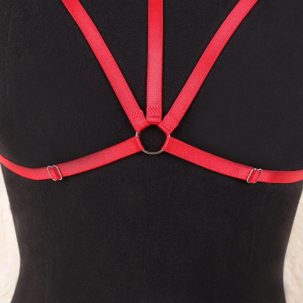 Red Body Harness Belt: Strappy Cage Bralette, Naughty Tank Top