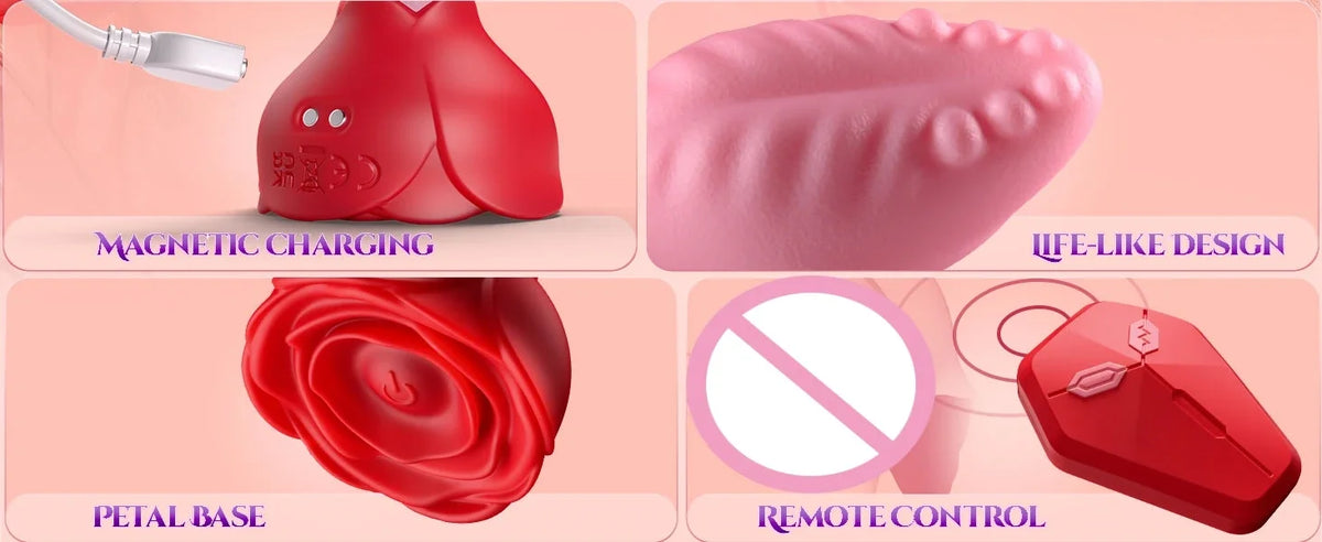 Luxurious Field Remote Control 360° Rotation Tongue Vibrator Rose Butt Plug Prostate Massager Adults Sex Toys for Women Men Gay