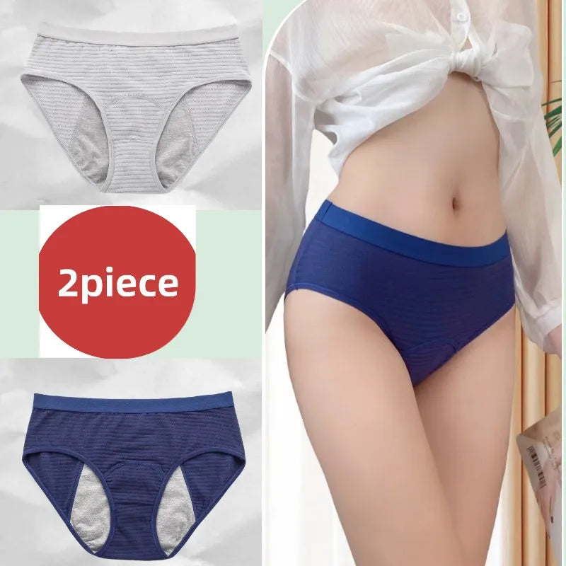 2PCS/set Leak Proof Menstrual Panties Cotton Shorts for Women Waterproof Briefs Intimates Physiological Female UnderwearXS-2XL