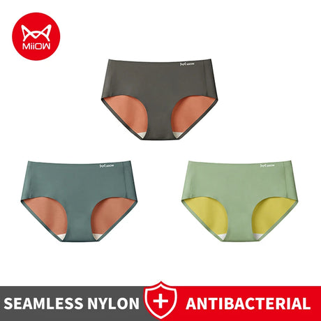 MiiOW 3Pcs Color-block Women's Underwear Women Panties Grade Antibacterial Crotch Lingerie Skin-Friendly Brief Female Underpants