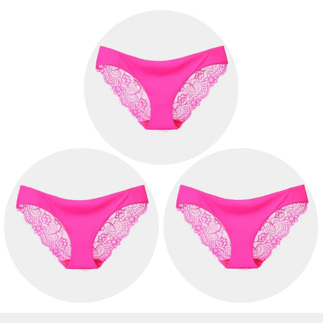 Women's Seamless Underwear Leopard Intimate Women Sexy Lace Black Floral Panties Seamless Panty 3pcs/set