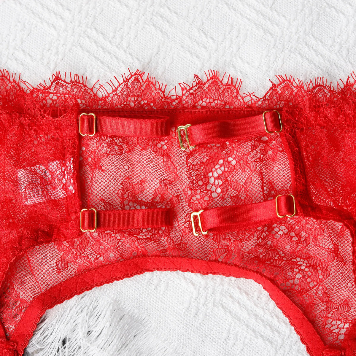 Ellolace Solid Women's Lingerie Sets Seductive Halter Bra Garter Thong 3PC with Leg Circles Sexy Lace Intimate Women Underwear