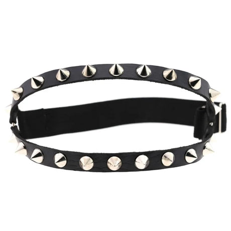 Punk Double Row Spiked Rivet Garter Belt Leg Ring Adjustable Thigh Harness Gothic Dark Leg Accessories for Club Street Outfits