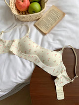 Plunge Neck Floral Demi Cup Bra Small Bust Wirefree Push Up Seamless Invisible Thin Cute Teen Girls Daily Wear Underwear