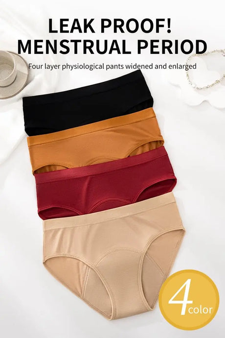 1/4PCS Women Period Panties Heavy Flow Leakproof Underwear Black Postpartum Menstrual Physiological Panty Teens Briefs S-3XL