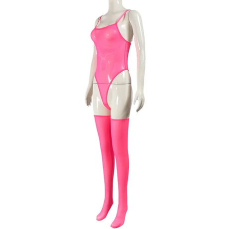 Toucheart Erotic Dress with Leg Socks Mesh See-through Patchwork Seductive Body Shaping Backless Women Intimate Hollow Dress Set