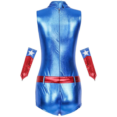 Sexy Women Captain Jumpsuit Costume Cosplay America Superhero Bodysuit Halloween Party Rompers Sexy Zentai Suit