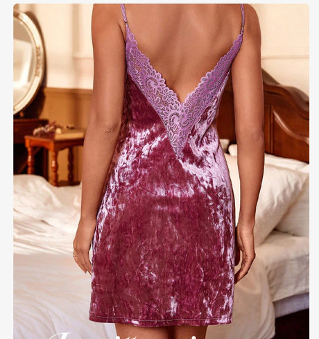 New Velvet Sexy Lingerie Suspender Nightgown Chemise Sleepwear Luxury Velour Women Sleepwear Nightdress Autumn Home Dress Nighty