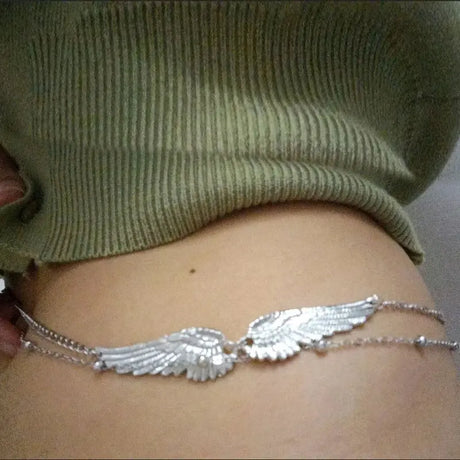Antique Fashion Waist Chain for Women Charm Double Layer Angel Wings Body Chain Bikini Summer Beach Accessory Jewelry Gift
