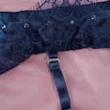 Women's Lingerie Sets Luxury Sequin Bra Belt Thong 3PC with Leg Circles See Through Push Up Bra Intimates Seductive Underwear