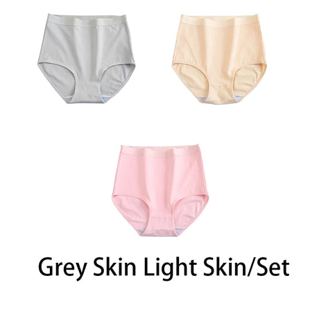 3PCS/Set M-3XL Women Plus Size Panties Cotton Underwear Lingerie 6 Solid Colors Sexy Female High Waist Seamless Briefs NKT2119