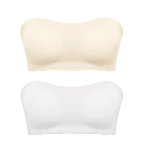 Women's Sexy Strapless Push Up Bra Removable Padded Seamless Ice Silk Top Women Invisible Beauty Back Anti-slip Off-shoulder Bra