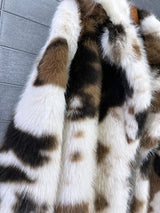 ZADORIN 130cm Long Thicken Lapel Cow Print White Brown Faux Fur Coat Woman Clothing Luxury Fluffy Jacket Winter Fur Coats Woman