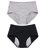 2pcs Women's Physiological Briefs Girl Menstrual Panties Ladies Period Leak Proof Panty Mid Waist Ice Silk Underwear
