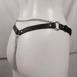 18 Leather Bondage Sleepwear Open Crotch Porn PU Garter Belt Lingerie Metal Chain Women Hot Babydoll Dress Strap Leg Sexy Briefs