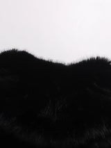 TWOTWINSTYLE Black Slimming Spliced Zipper Jackets for Women Lapel Long Sleeves Tunic Patchwork Fur Fashion Jacket Female New