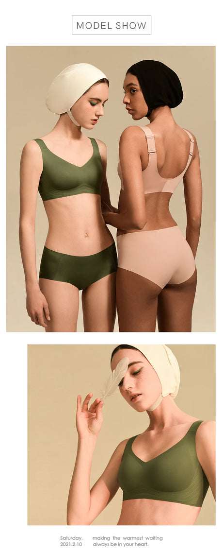 SUJIIN Wireless Seamless Bras for Women Minimizer Invisible Padded Push Up Bras Comfort Soft Support Anti-sagging Bralette Bh