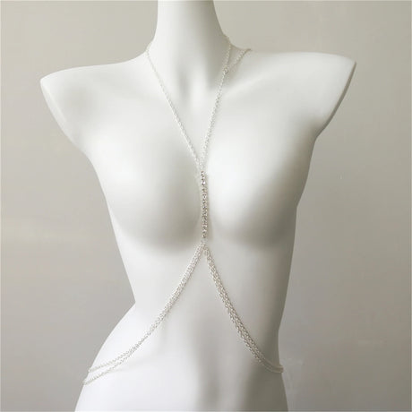 1pcs Summer New Fashion Rhinestone Body Chain Chest Chain Women's Beach Bikini Sexy Body Jewelry Nightclub Party Underwear Gift