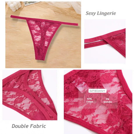 10PCS/Set Women Underwear Lace Panties Floral Lingerie Woman Panties Sexy Thong G-String Female Pantys Perspective Intimates New