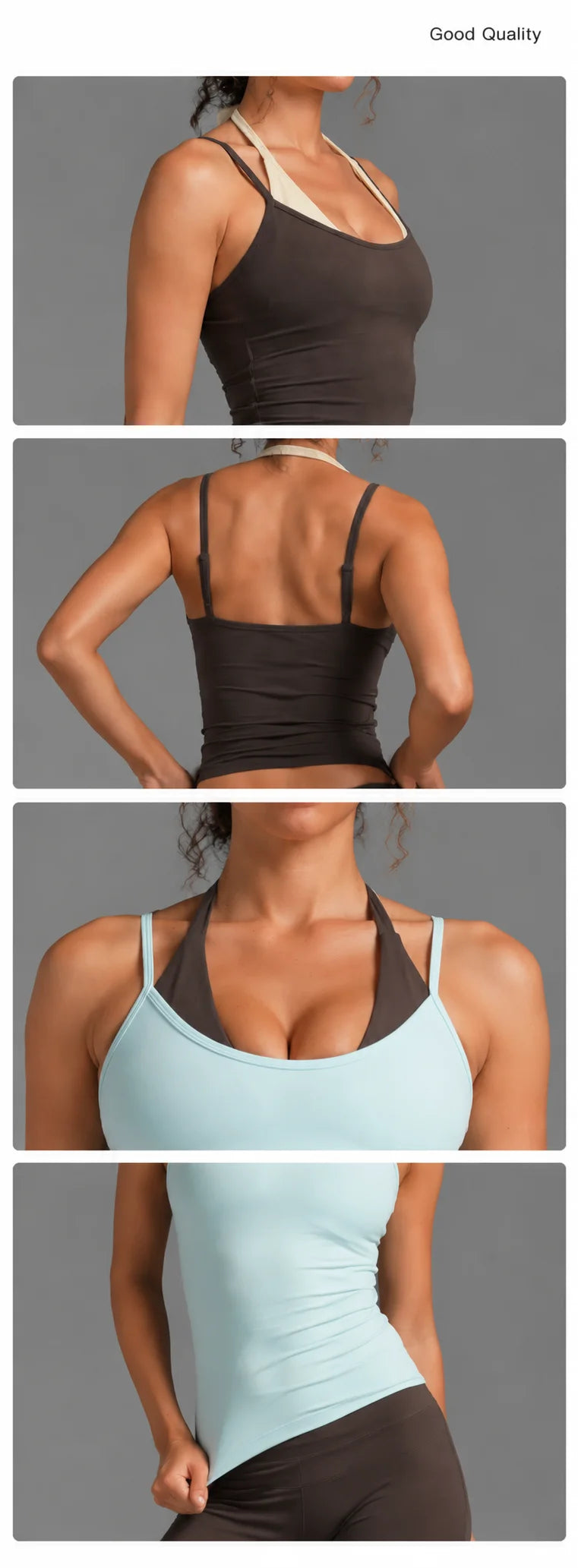 Women Color Block Sleeveless Tank Top Quick Dry Fake Two Piece Sports Bra Running Gym Pilates Yoga Workout Top