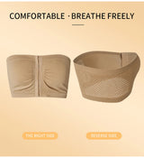 Women's Plus Size Strapless Front Closure Bandeau Bra Seamless Wireless Bralette Tube Top Non-Slip Everyday Brassiere