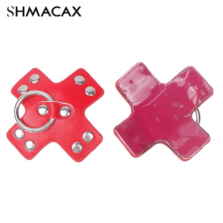 Women 1Pair Sexy Leather Cross Nipple Cover Reusable Breast Stickers Self Adhesive Nipple Pasties Nipple Covers Bra AccessoriesW