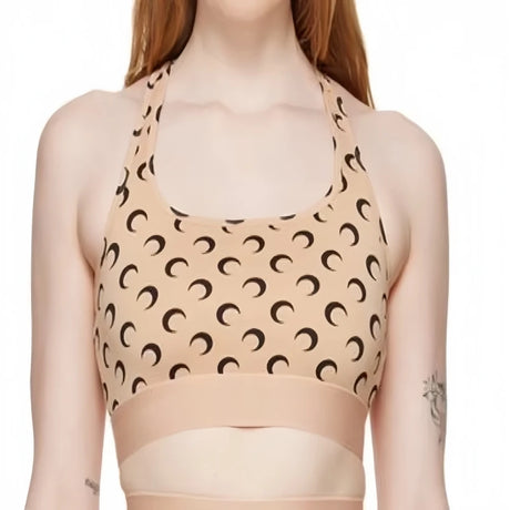 Trendy Full Print Cross Backless Sports Bra for Women High-Waisted Sexy Crop Top Fashion Streetwear Vest