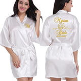 Customized Logo Wedding Date Name Bathrobe Faux Silk Bridal Robe Bride Bridesmaid Wedding Robes Woman Bachelorette Preparewear