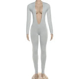 STYLISH LADY Cut Out Jumpsuits 2025 Autumn Women Long Sleeve V Neck Backless Bodycon Sexy Club Party Rompers Jumpsuits