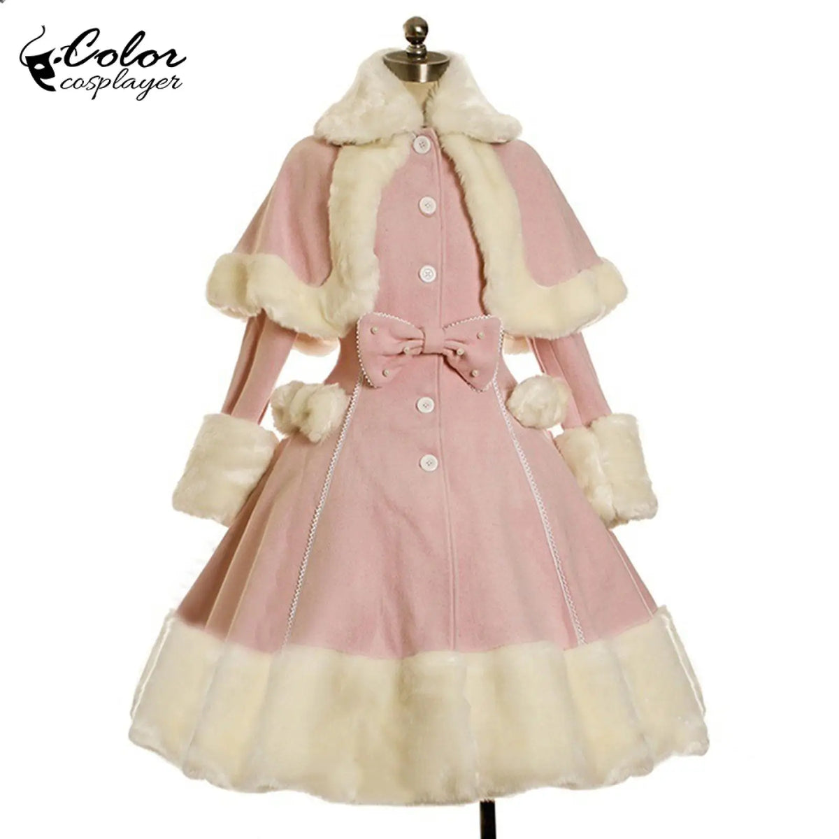 Thicken Christmas Dress Xmas Cloak Princess Cosplay Costume Red Winter Dress Women Long Sleeved Gown Furry Anime Role Outfit