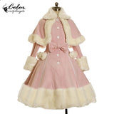 Thicken Christmas Dress Xmas Cloak Princess Cosplay Costume Red Winter Dress Women Long Sleeved Gown Furry Anime Role Outfit