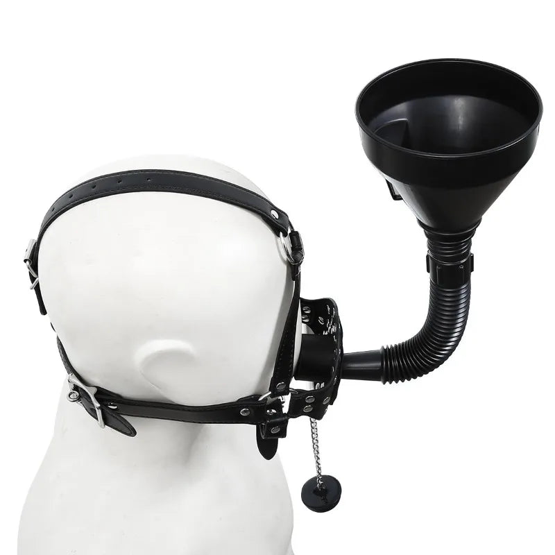 SM Harness Urinal Funnel Oral Enema Drool Mouth Plug Open Gag BDSM Penalty Mask Flirting Adults Erotic Games Gear