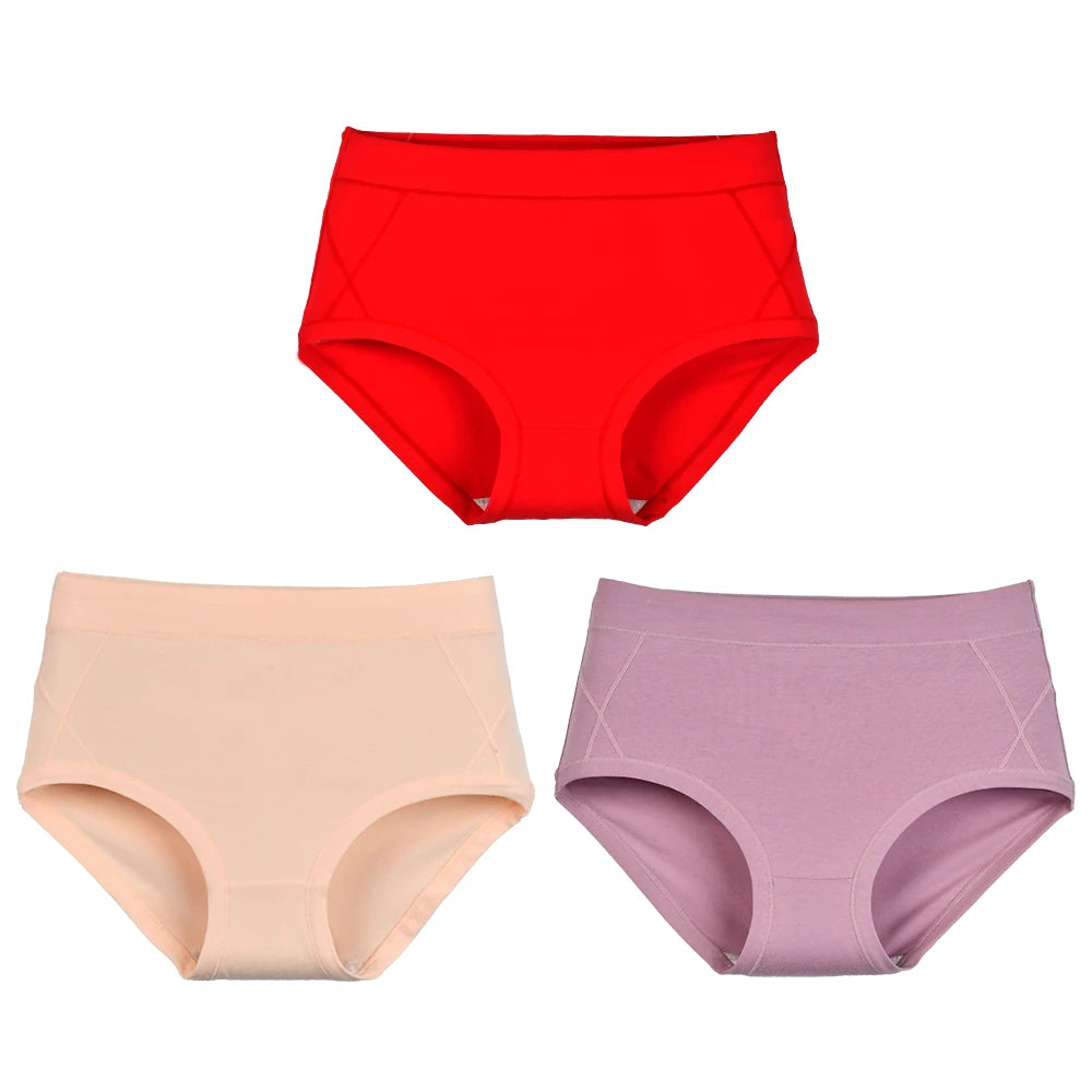 3Pcs Women's Cotton High Waist Panties Underwear Female Large Intimate Lingerie Briefs Woman Underpants Panty Panti New 2025