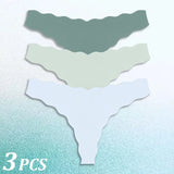 3PCS Women Seamless Panties Wavy Design Ultra-thin Panties Women Ice Silk Underwear Sexy Panty Low Waist G-string Female Solid