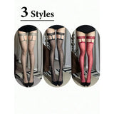 Sexy Solid Color Heart-Shaped Over-Knee Long Stockings Ultra-Thin Women's Long Tube Socks for Valentine's Day Couples Dates Fest