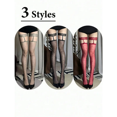 Sexy Solid Color Heart-Shaped Over-Knee Long Stockings Ultra-Thin Women's Long Tube Socks for Valentine's Day Couples Dates Fest