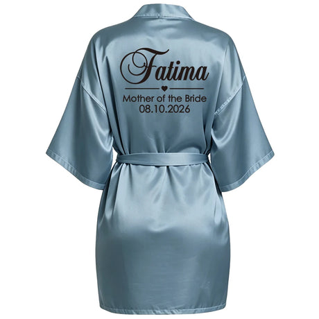 Customized Name Date Wedding Bathrobe Faux Silk Bridal Robe Bride Bridesmaid Wedding Robes Woman Bachelorette Hen Party