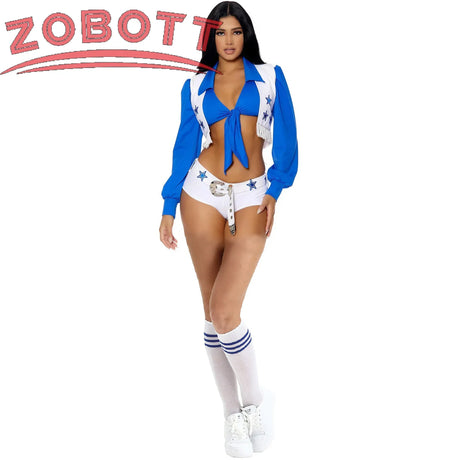 Dallas Cowboys Cheerleader Costume Women Adult High School Girl Cheerleading Sports Meeting Uniform Sexy Top and Shorts Set
