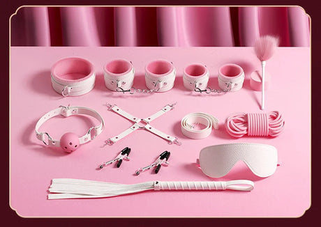 Exotic Bed Set Kits Exotic Toys Adults Games Leather Handcuffs Whip Gag Nipple Clamps Women Products