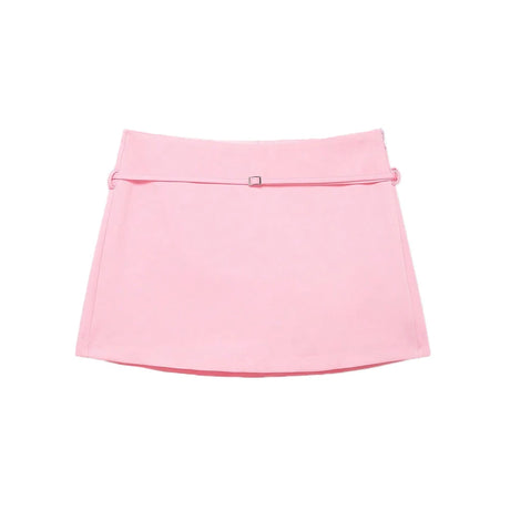 Women's Solid Color Skort with Belt Side Zipper Casual Shorts Skirts Fashionable And Stylish Women's Clothing