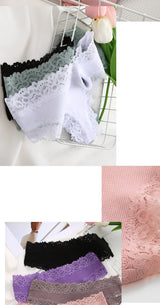 3PCS/Set Sexy Lace Seamless Cotton Brazilian Panties Women Ribbed Intimates Breathable Panties Low Waist Female Cotton Underwear