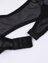 Ladies' sexy 1/4 Cup Mesh Bra, Sheer Wireless Breathable Balconette Bralette Top