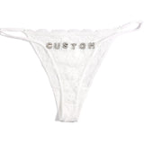 New Hollow Lace Thongs Panties For Women Customize Crystal Letter Name G-string Thong Female Underwear Underpants Birthday Gifts