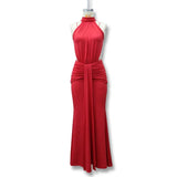 Women Solid Color Mermaid Evening Dress Sexy Open‑Back Slim Floor‑Length Long Gown Formal Banquet Party Maxi Dresses For Ladies