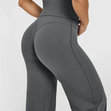 Women High Waist Wide Leg Yoga Pants Loose Flare Leggings Tummy Control Straight Workout Trousers Casual Lounge Pants Fitness