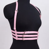 Women's Edgy Pink Faux Leather Harness Belt - Metal O-Ring Decor - Minimalist Fashion Waist Accessory for Stylish Outfits