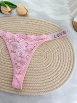 Custom Rhinestone Letter Name Thong Sexy Lace Panties Low-Rise Crystal Letter G-string Personalized Gift Wife Lover Anniversary