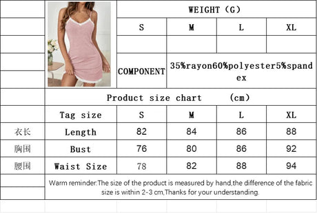New Womens Sexy Lace Trim Nightgown Soft Cotton V Neck Spaghetti Strap Mini Sleep Dress Chemise Comfortable Loungewear Sleepwear