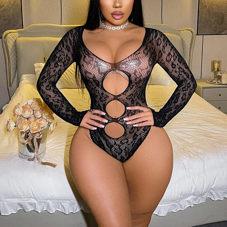 Sexy Lingerie jumpsuits Bodycon Mesh Fishnet Colorful Clubwear Perspective Christmas Valentine's Day Women's Lingerie Bodysuits